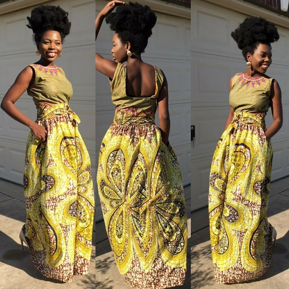 African print women full length maxi skirt - Picture 2 of 3